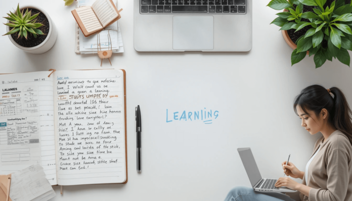 Person studying for an online MBA at home.