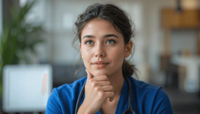 Person thoughtfully considering career options.