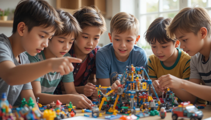 a similar construction toy, all working together