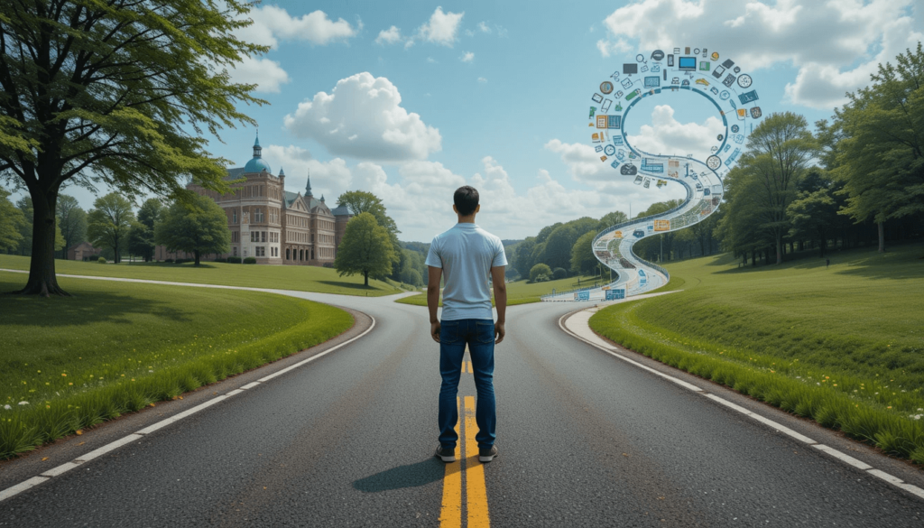 Choosing a career path between a bachelor's degree and a trade.